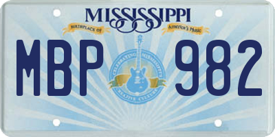 MS license plate MBP982
