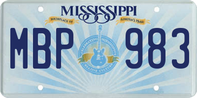 MS license plate MBP983