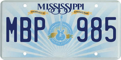 MS license plate MBP985
