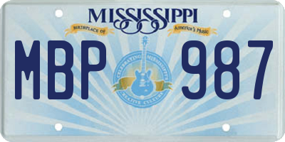 MS license plate MBP987
