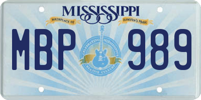 MS license plate MBP989