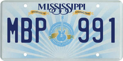 MS license plate MBP991