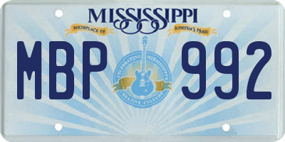 MS license plate MBP992