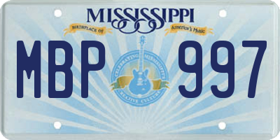 MS license plate MBP997