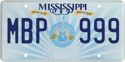 MS license plate MBP999