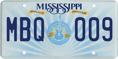 MS license plate MBQ009