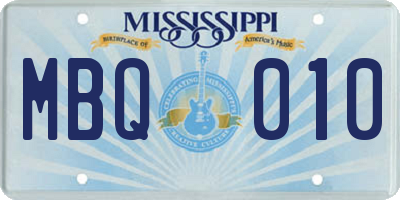 MS license plate MBQ010