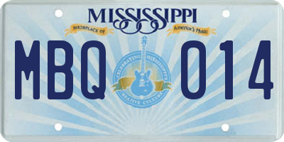 MS license plate MBQ014