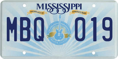 MS license plate MBQ019