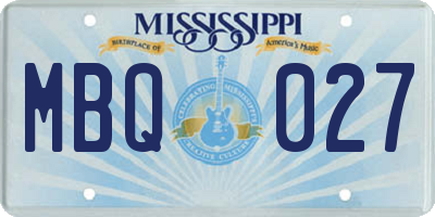 MS license plate MBQ027
