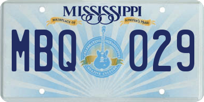 MS license plate MBQ029
