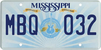 MS license plate MBQ032