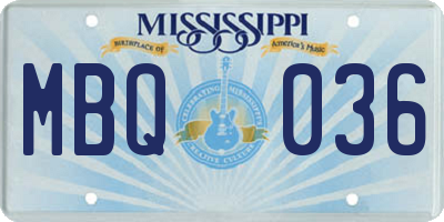 MS license plate MBQ036