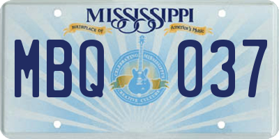 MS license plate MBQ037