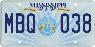 MS license plate MBQ038