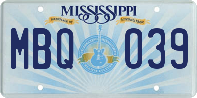 MS license plate MBQ039