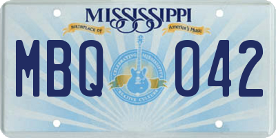 MS license plate MBQ042