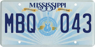 MS license plate MBQ043