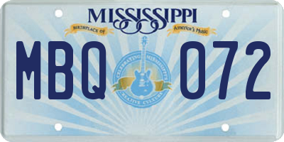 MS license plate MBQ072