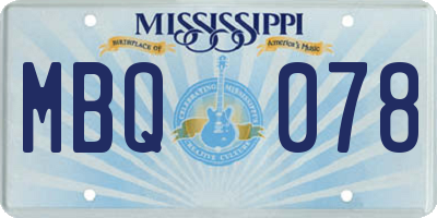 MS license plate MBQ078