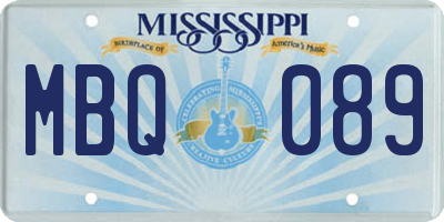 MS license plate MBQ089