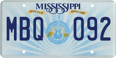 MS license plate MBQ092