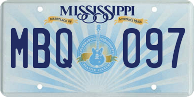 MS license plate MBQ097