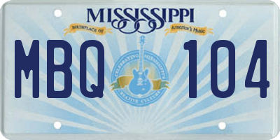 MS license plate MBQ104