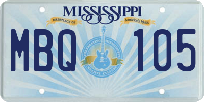 MS license plate MBQ105