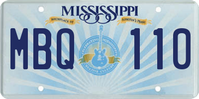 MS license plate MBQ110