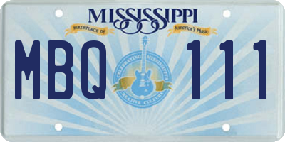 MS license plate MBQ111