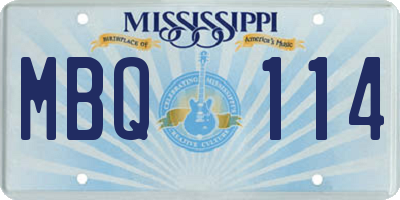 MS license plate MBQ114