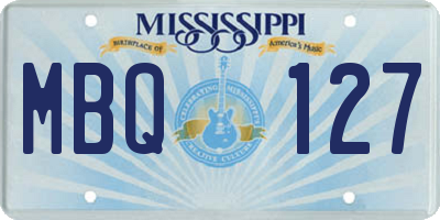MS license plate MBQ127