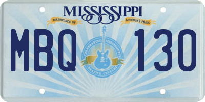 MS license plate MBQ130