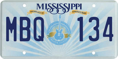 MS license plate MBQ134