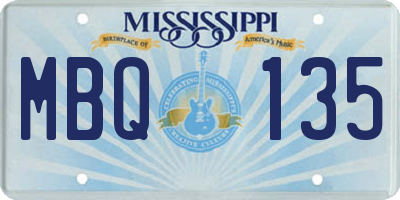 MS license plate MBQ135