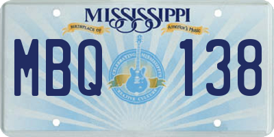 MS license plate MBQ138