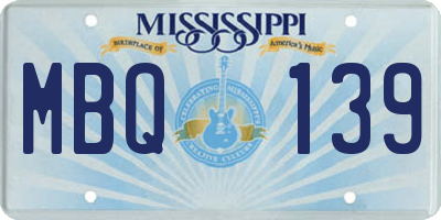 MS license plate MBQ139