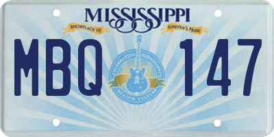 MS license plate MBQ147