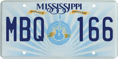 MS license plate MBQ166
