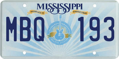 MS license plate MBQ193