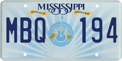 MS license plate MBQ194