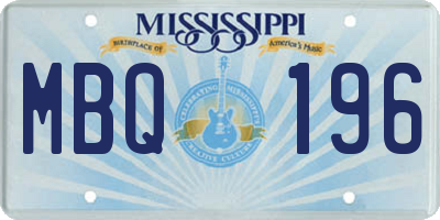 MS license plate MBQ196