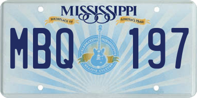 MS license plate MBQ197