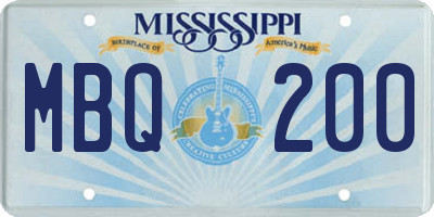 MS license plate MBQ200