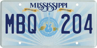 MS license plate MBQ204