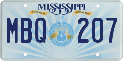 MS license plate MBQ207