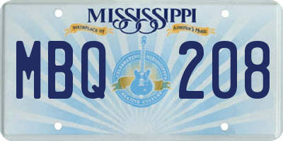 MS license plate MBQ208