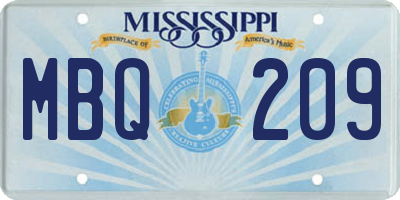 MS license plate MBQ209
