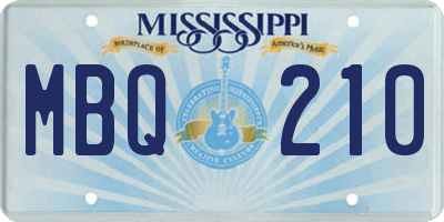 MS license plate MBQ210